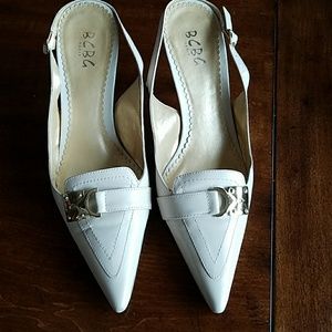 BCBG Sling back cream heels
